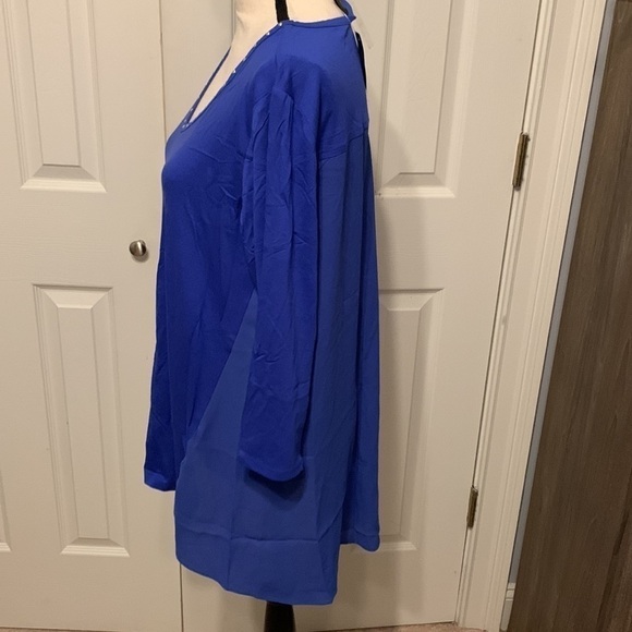 JM Collection Mixed Media Studded Top - Picture 4 of 9